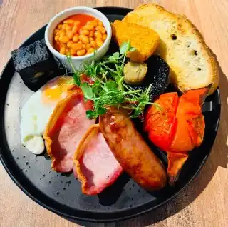 A full English breakfast at the Foresters Arms cafe